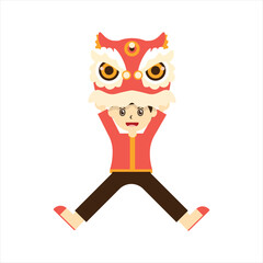 Cute Kids with Lion Dance