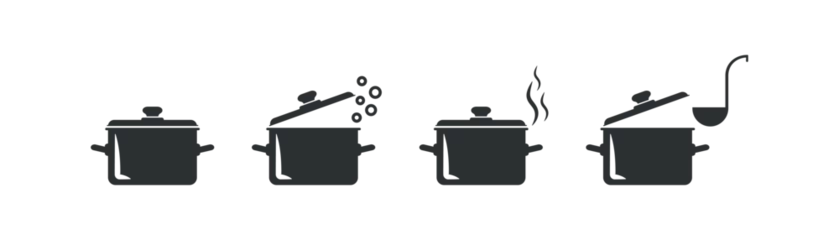 Fotobehang Pan icon set. Saucepan illustration symbol. Sign  cooking pot vector desing. © John Design