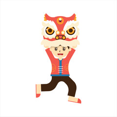 Cute Kids with Lion Dance