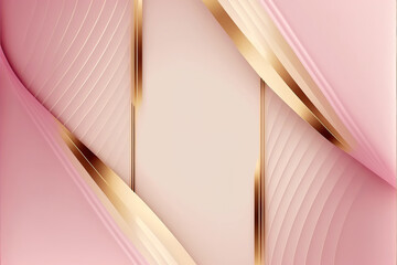 abstract luxury golden lines on pastel pink background, ideal for modern banner template design, generative ai