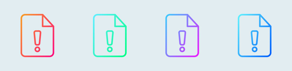 Exclamation line icon in gradient colors. Error signs vector illustration.