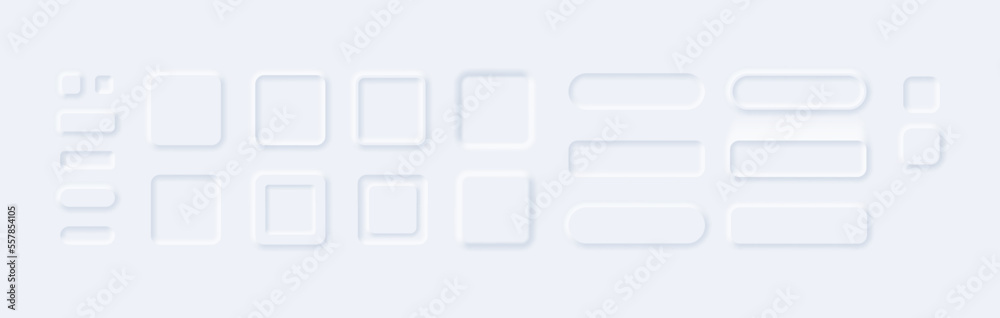 Poster rectangular white neumorphism buttons convex square collection of button design ui white, web icon t