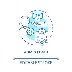 Admin login blue concept icon. Administrator account. Learning management system abstract idea thin line illustration. Isolated outline drawing. Editable stroke. Arial, Myriad Pro-Bold fonts used