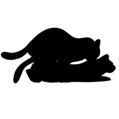 silhouette illustration of cat couple mating