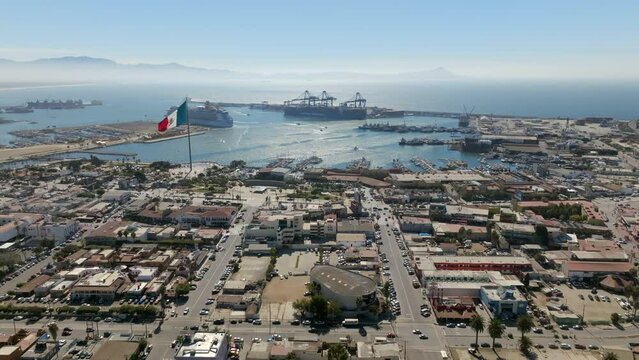 Aerial Ensenada Downtown Harbor