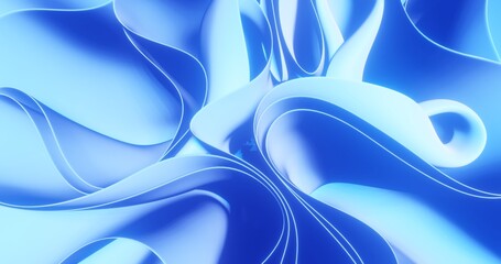 Abstract blue background curved pattern in design 3d render