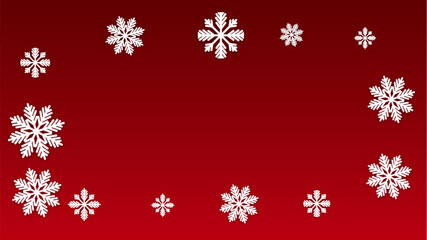Naklejka na ściany i meble Christmas Vector Background with Falling Snowflakes. Isolated on Red Background. Realistic Snow Sparkle Pattern. Snowfall Overlay Print. Winter Sky. Papercut Snowflakes.