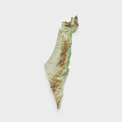 Israel and Palestine Topographic Relief Map  - 3D Render