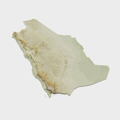 Saudi Arabia Topographic Relief Map  - 3D Render