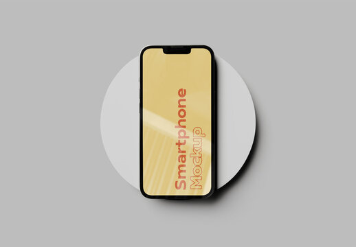 Smartphone Mockup With a Round Plinth and Custom Colors