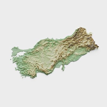 Turkey Topographic Relief Map  - 3D Render