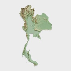Thailand Topographic Relief Map  - 3D Render