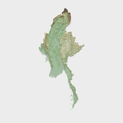 Myanmar Topographic Relief Map  - 3D Render