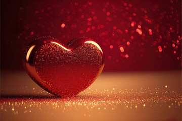 beautiful lovely valentine background with heart and glitter backdrop, generative ai - obrazy, fototapety, plakaty