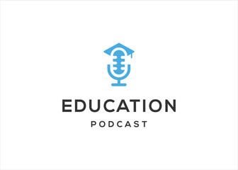 education school podcast logo design vector illustration template