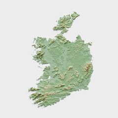 Ireland Topographic Relief Map  - 3D Render