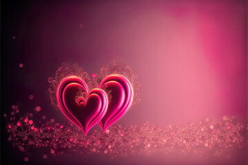 beautiful lovely valentine background with heart and glitter backdrop, generative ai