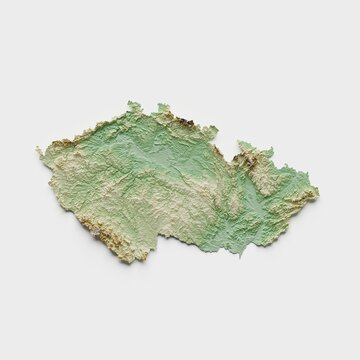 Czechia (Czech Republic) Topographic Relief Map  - 3D Render