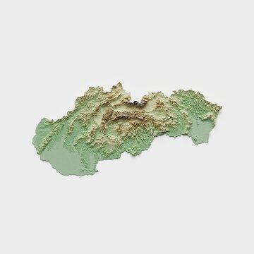 Slovakia Topographic Relief Map  - 3D Render