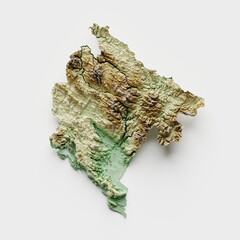Obraz premium Montenegro Topographic Relief Map - 3D Render