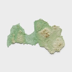 Latvia Topographic Relief Map  - 3D Render