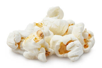 Heap of delicious popcorn, isolated on white background