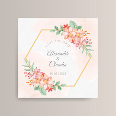 Save the date floral watercolor card and invitation