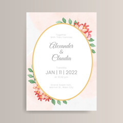 Hand drawn floral wedding invitation template design