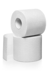 White toilet paper, isolated on white background
