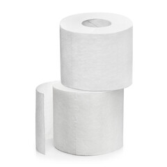 White toilet paper, isolated on white background