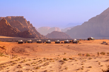 Fototapeta na wymiar Camp at Wadi Rum Desert, Jordan