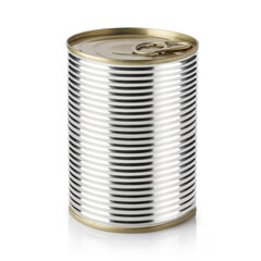 Metal tin can, isolated on white background