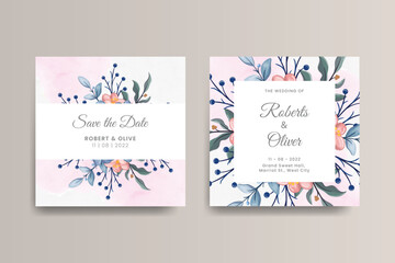 Save the date floral watercolor card and invitation