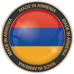 vector illustration of made in Armenia banner with national flag