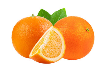 orange fruit with leaf  isolated on  transparent png