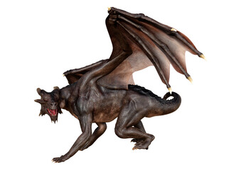 3D Rendering Fairy Tale Dragon on White