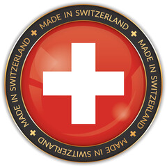 vector illustration of made in Switzerland banner with national flag