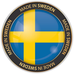 vector illustration of made in Sweden banner with national flag