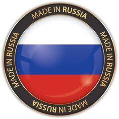 vector illustration of made in Russia banner with national flag
