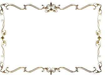 表彰状テンプレート横位置,オリエンタル柄のフレーム。アンティーク、ビンテージのゴールドメタリック。飾り罫