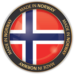 Obraz premium vector illustration of made in Norway banner with national flag