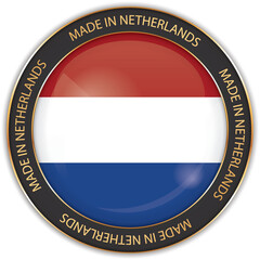 vector illustration of made in Netherlands banner with national flag