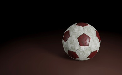Fototapeta premium Soccer Ball Isolated on red / Detail of a old black and white soccer ball isolated on red background 
