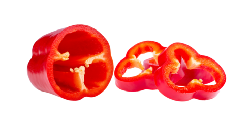 Red bell pepper slice isolated on transparent png