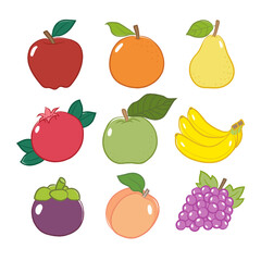 Flat Fruits collection vector illustration