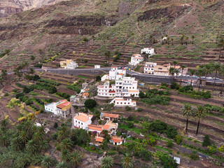 Fototapeta na wymiar Set of houses in La Gomera valley