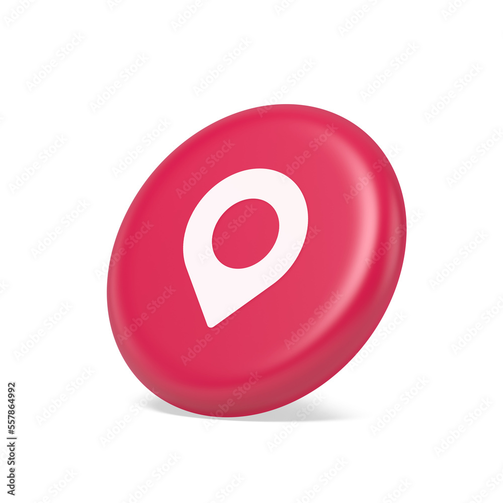 Poster gps map pin location service button application direction distance pointer 3d isometric realistic ic