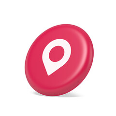GPS map pin location service button application direction distance pointer 3d isometric realistic icon