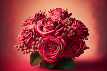 Roses bouquet, romantic flowers, Valentine's day, love, ai generated