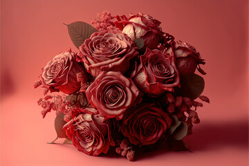 Roses bouquet, romantic flowers, Valentine's day, love, ai generated